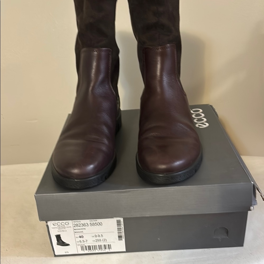 Ecco Brown Ankle Boots with Classic Design and Slip-On Style